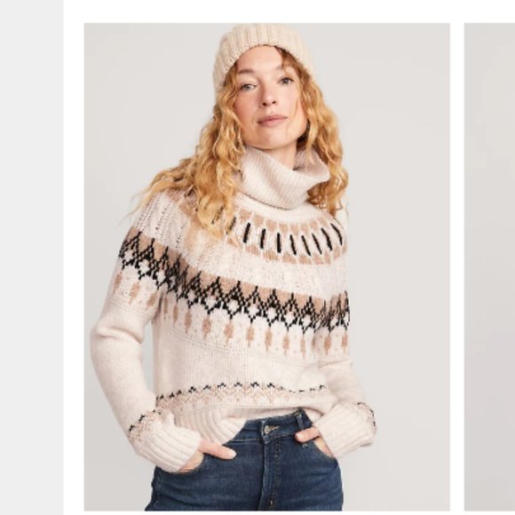 Old Navy Cozy Fair Isle Cable-Knit Turtleneck Sweater for Women / Size Large - Picture 10 of 10